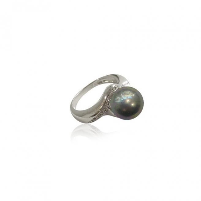 【FALAIYA x LA BELLE VIE】synthetic round pearl with an oxyde zirconium setted ring_SJ0001