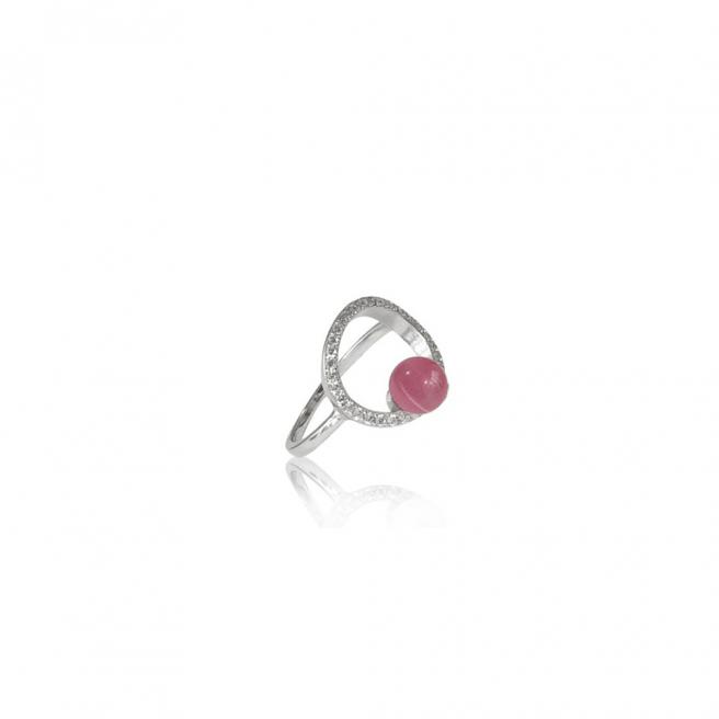 【FALAIYA x LA BELLE VIE】Ring round shaped with pink stone ring_H3007ocp